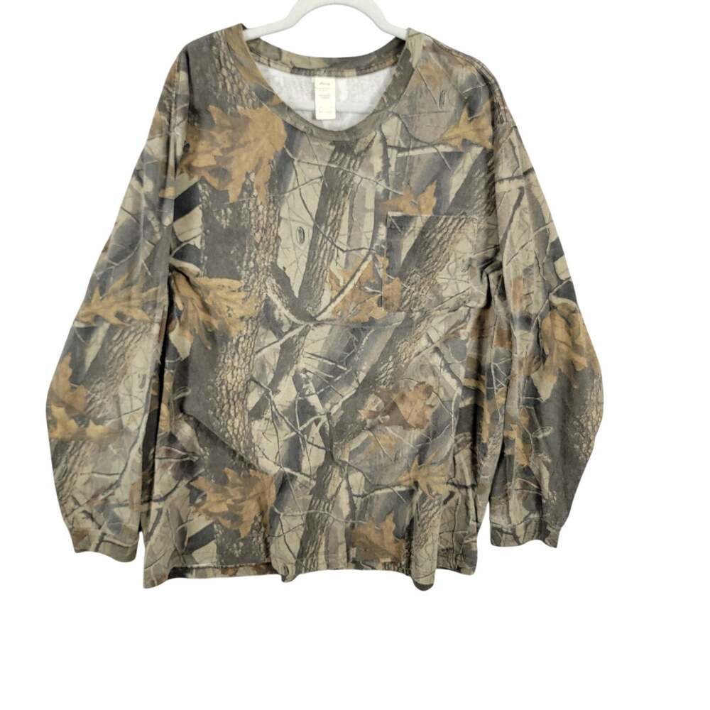 Liberty Realtree Camo Long Sleeve Pocket Tee Mens 3XL Hunting Brown Green